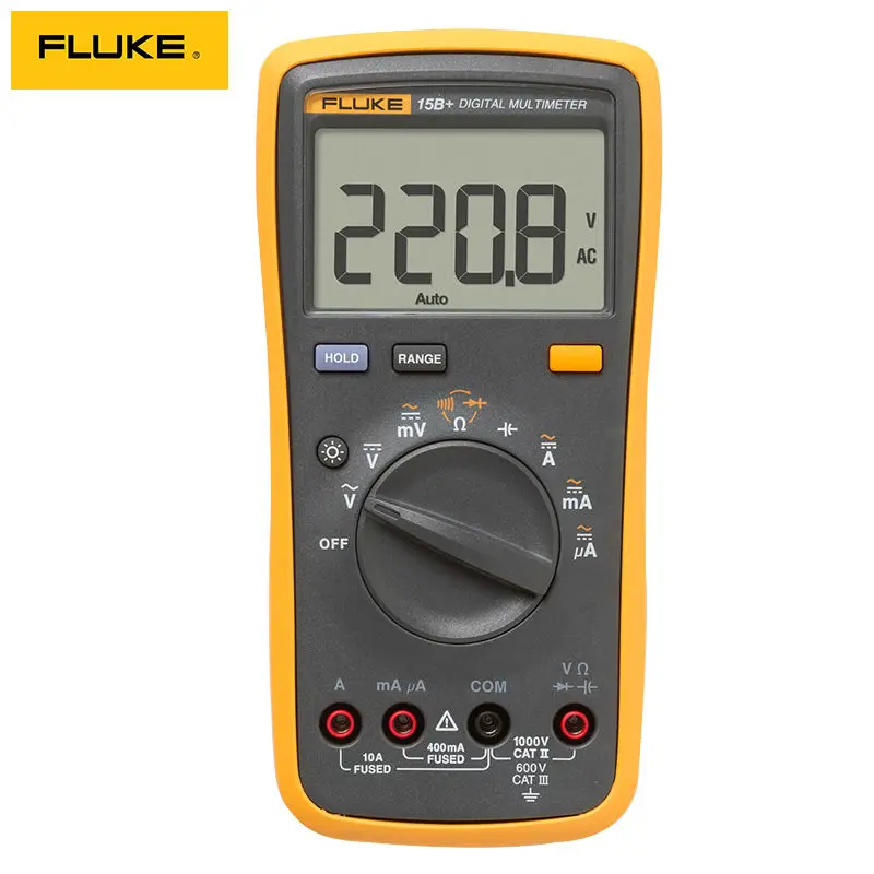 FLUKE 15B+ 4000 отсчетов AC/DC напряжение, ток, емкость, Ом Авто/ручной Диапазон Цифровой мультиметр метр