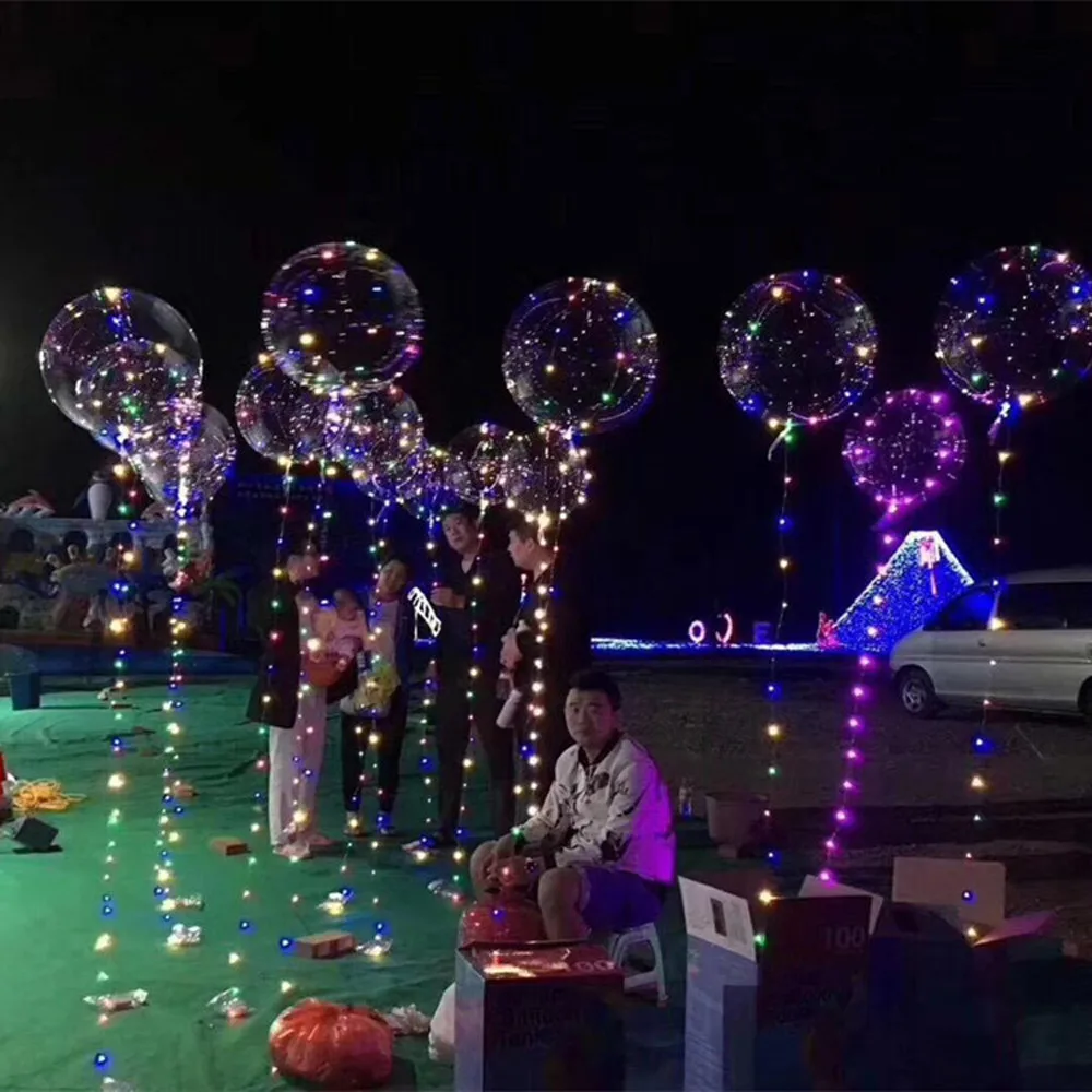 

Luminous Led Light Balloon Transparent Round Bubble Deration Party Wedding Christmas Year Der Glowing Balloon Party Decor