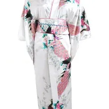 Горячая Японские Женские шелковые атласные кимоно вечернее платье юката Цветы Один размер