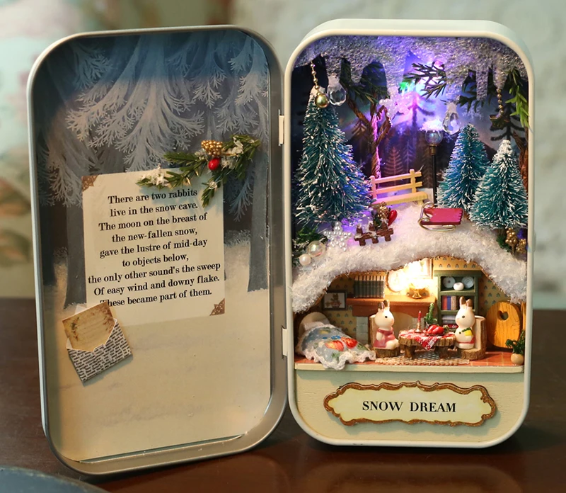 Box Theatre DIY Mini Dollhouse with Furnitures Assemble Kits Handmade Miniatures Doll House Craft Toys for Children (25)