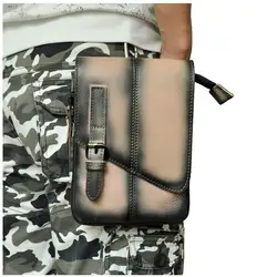 Модная мужская кожаная сумка-мессенджер дизайн 8 "телефон планшет Чехол Дорожный крюк Фанни ремень сумка-пояс мужской 611-1LA