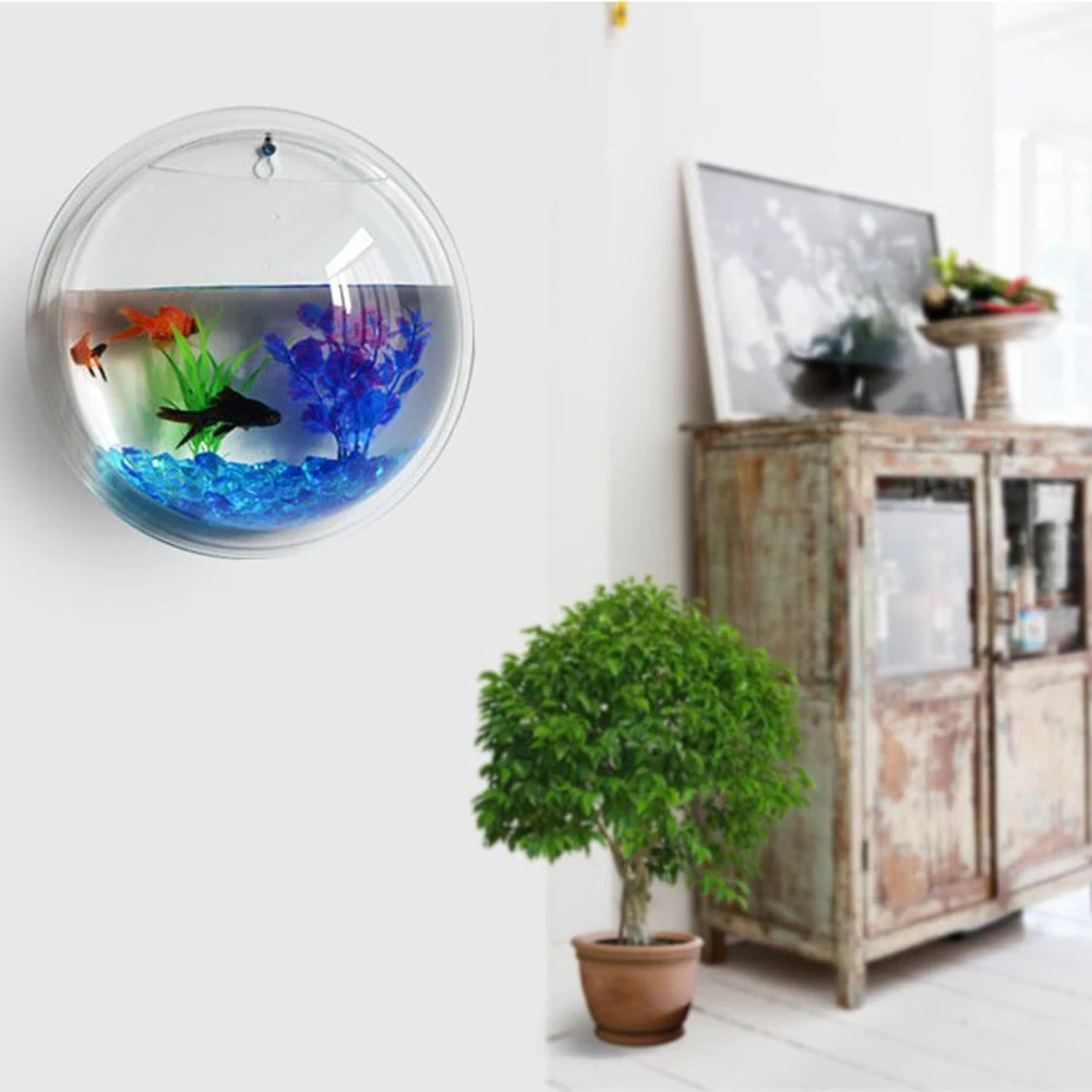 Acrylic Fish Bowl Wall Hanging Aquarium Tank Pet Supplies Wall Mount Fish Tank for Betta fish Free Shipping