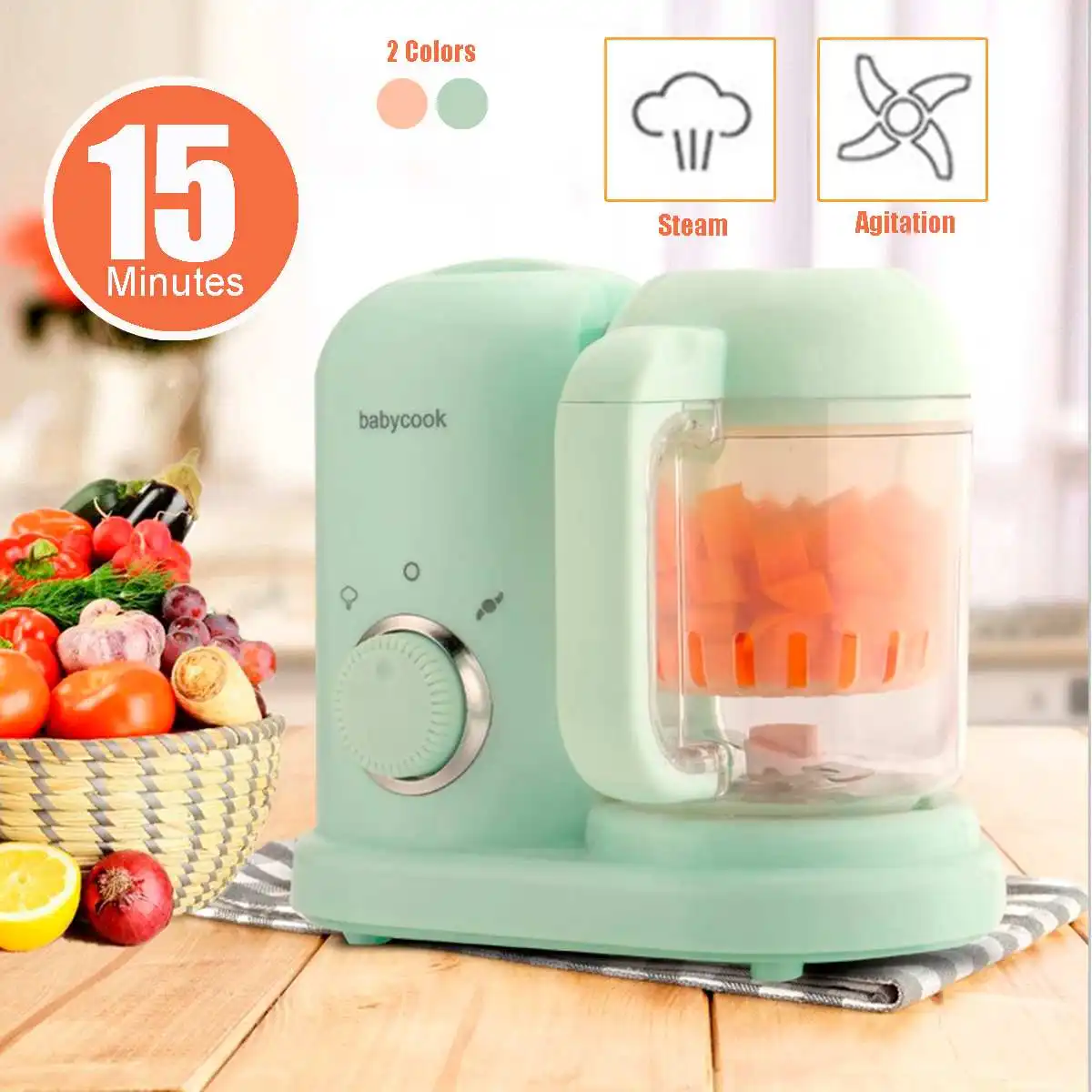 

warmtoo Baby Food Cooking Maker Steamer 220V 50Hz Multifunction Mixing Grinder Blenders Processor 190ml 2 Colors Shatterproof