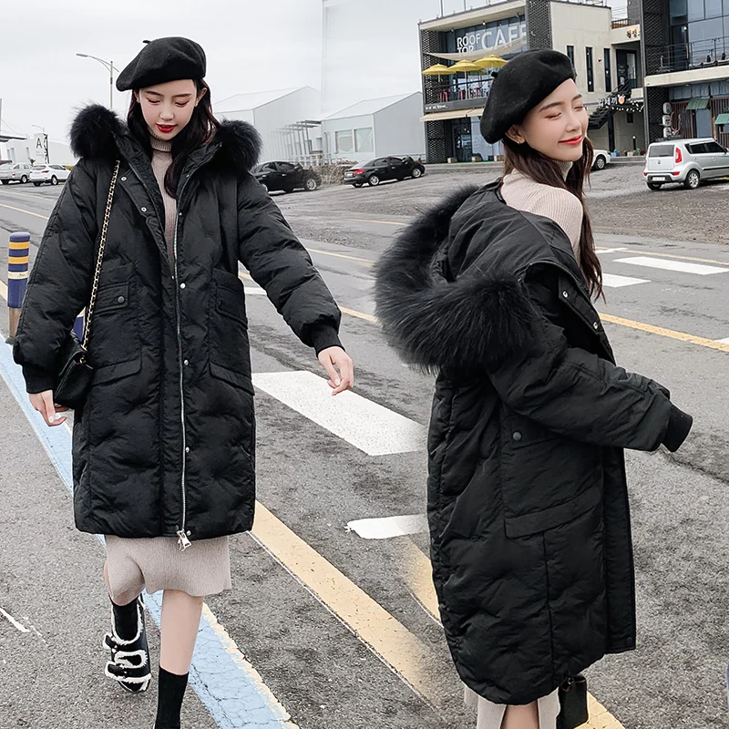 

Plus Size Long Basic Jackets Coat Women Chaqueta Mujer Fur Collar Parka Winter Warm Solid Woman Clothes Casaco Feminino