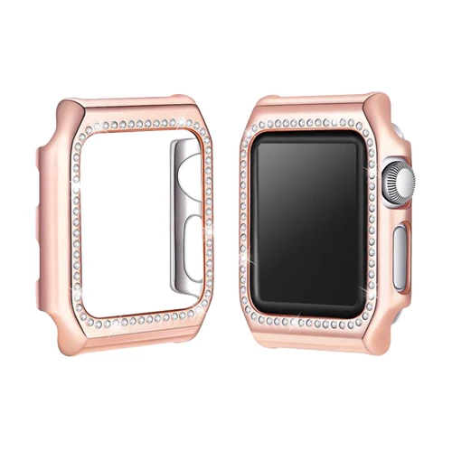 Алмазная крышка для Apple Watch Case 42 мм 38 мм iWatch band Crystal защитный чехол бампер Apple watch 3 2 1 Аксессуары - Цвет: Rose gold