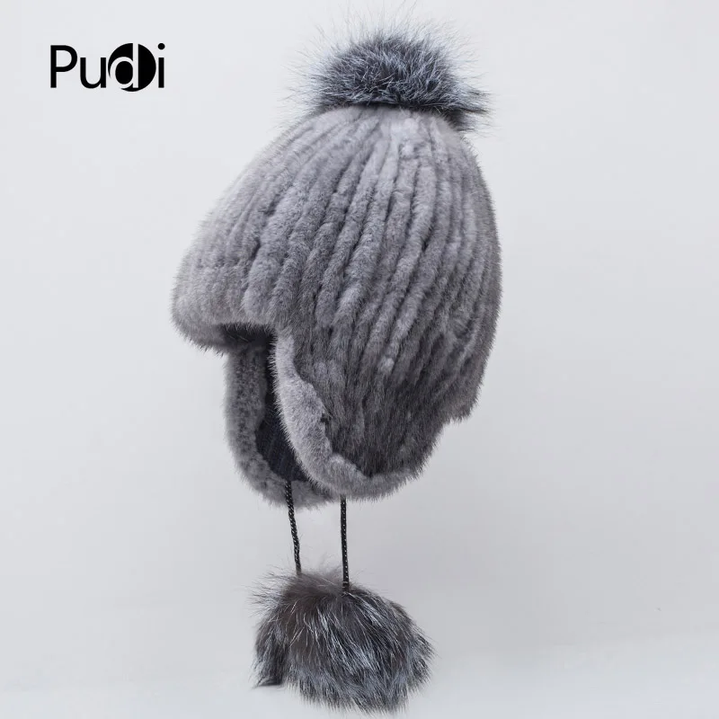 

Aorice HF7042 women mink fur and silver fox ball hat