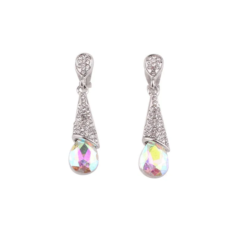 Clip on Earrings for Women 12 Colors Rhinestone Crystal Long Non Pierced Party Wedding