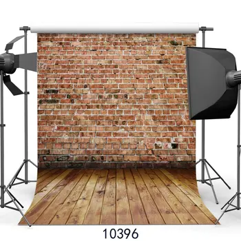 

Photograph Backgrounds for Baby Candy Bar Christmas Party Retro Wooden Floor with Red Brick Wall Photographic Backdrops Vinyl 3D