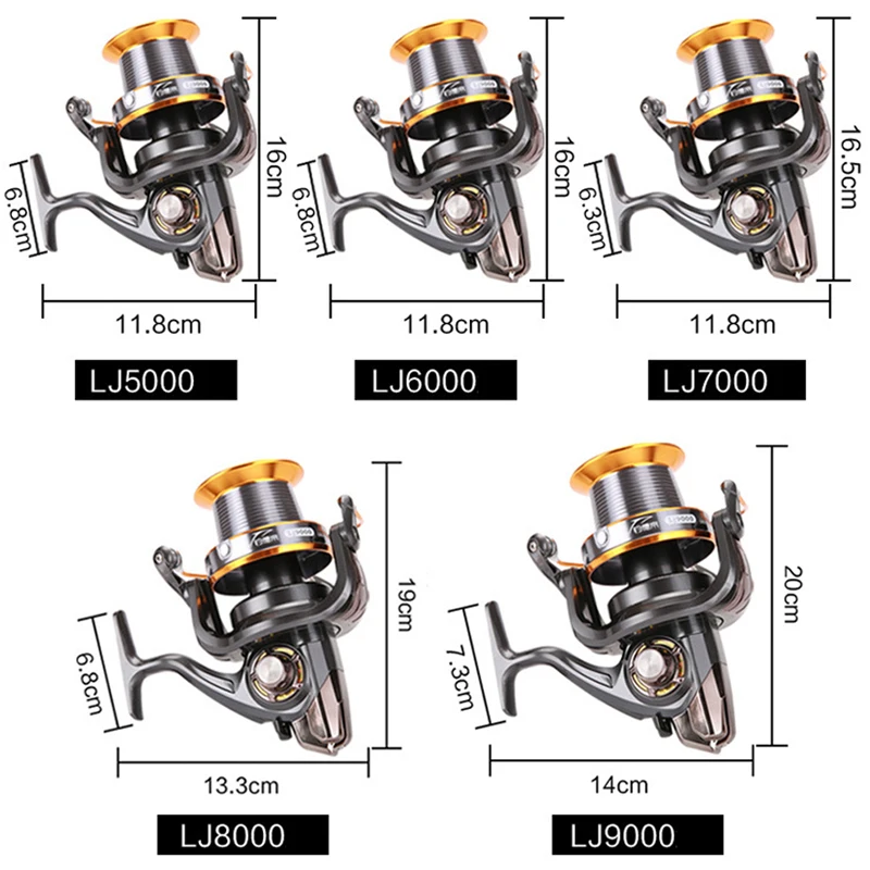 Günstig FDDL 3000 9000 Größe 12 + 1 Ball Lager Große Trolling Feeder Metall Lange Ferne Rad Angeln Reel Karpfen angeln pesca zubehör