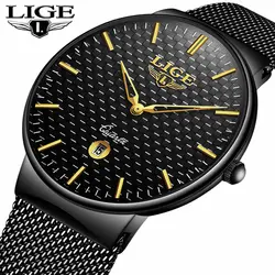 Lige Мужские часы Модные Спортивные кварцевые сталь сетки мужские часы на ремне лучший бренд класса люкс водостойкие часы бизнес класса Relogio