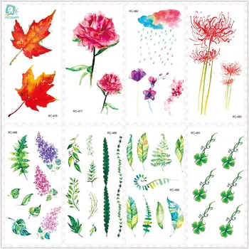 

MB Green Leaf Waterproof Temporary Tattoo Stickers Body Art Fake Tatoo Colorful Ink Flowers Taty For Woman Flash Tatuagem