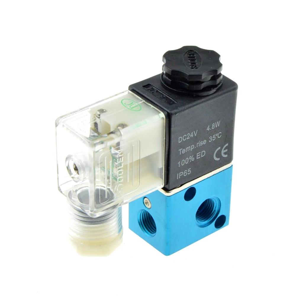 Aire neumático válvula de solenoide Dc12v Con 8 Mm Accesorios 3 Puertos 2 posición Nc