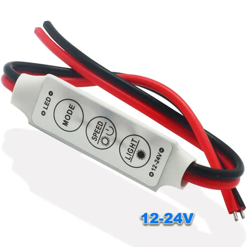 

LumiParty Dimming Device Light Controller Brightness LED Light Mini 3Keys Controller Single Color 12-24V Dimmer