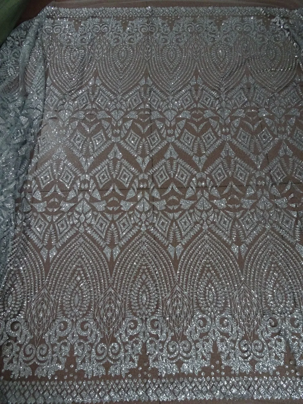 Glued Glitter Embroidery Tulle Mesh Lace Fabric J42088 With Gold