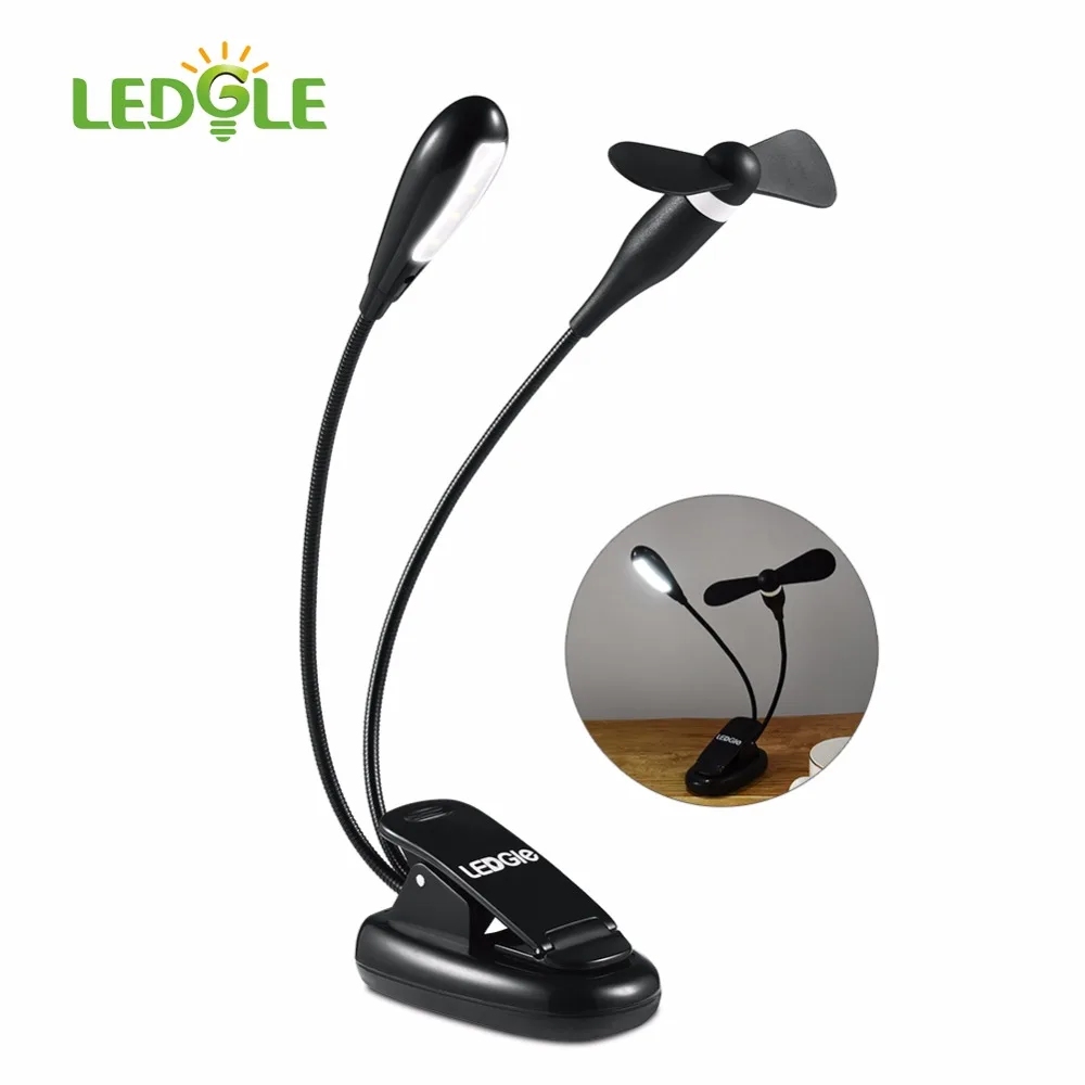 LEDGLE Book Light Clip on Reading Light LED Table Lamp 4LED Beads Charger and USB Cable Included ...