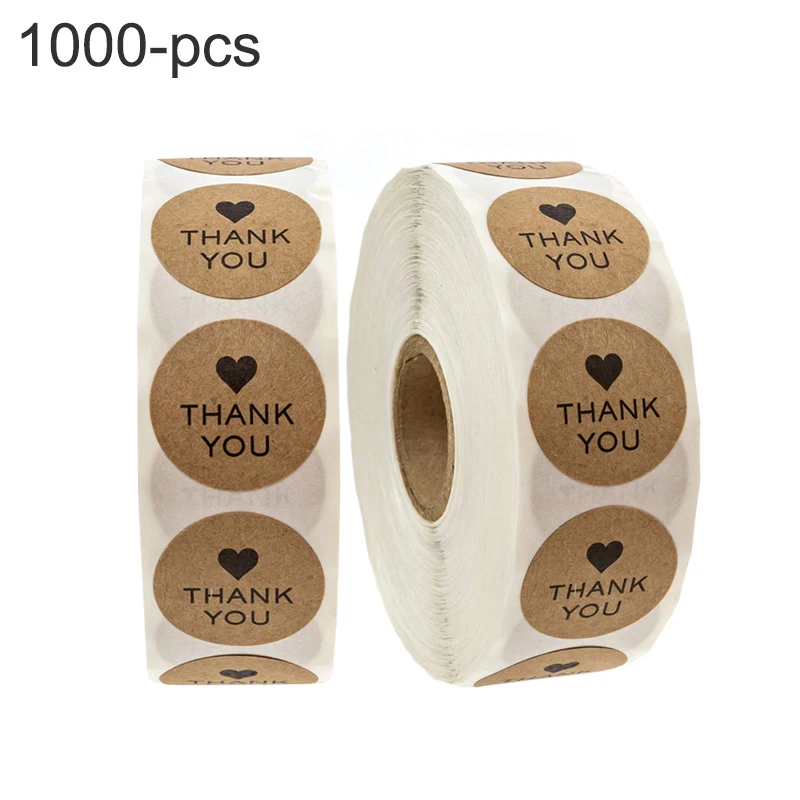

1000pcs 1 Inch home kitchen accessories Round THANK YOU Kraft Paper Stickers wedding decoration Student gift package Stickers