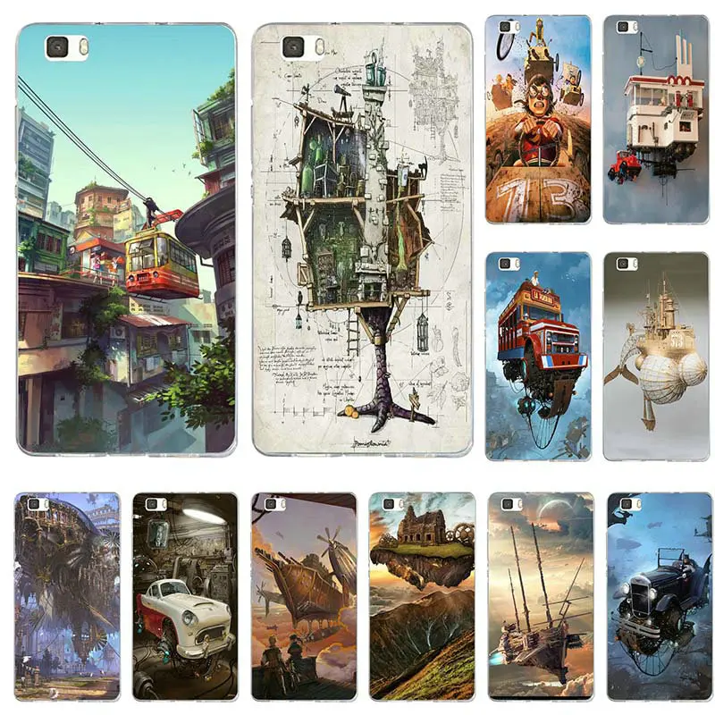 Soft TPU Silicon Phone Case for Huawei P8 P9 P10 P20 Lite Mate 10 Pro Y3 Y5 Y6 II Y7 Honor 6X Plus Fantasy World Steampunk Ship | Мобильные
