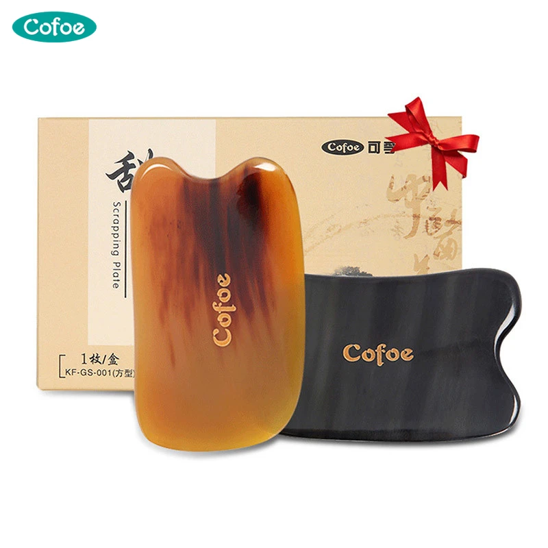 

Cofoe Ox Horn Acupuntura Body Massage Guasha Tool For Facial Scraping Square Shape Guasha Tool With 4mm / 5mm / 7mm / 8mm