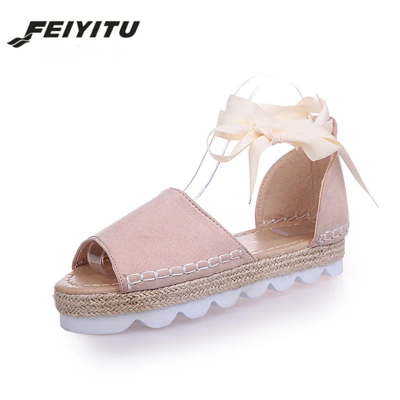 

FeiYiTu Summer Women Sandals Fashion Casual Shoes For Woman European Rome Style Sandale Femme Plus size 35-44 black beige gray