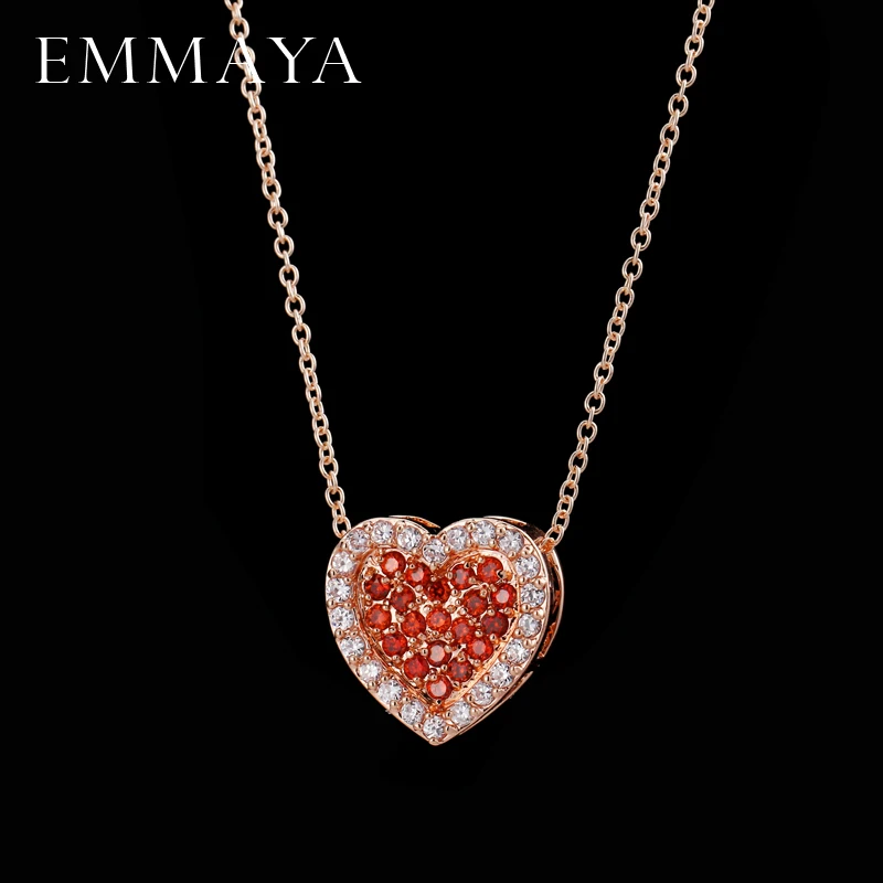 

EMMAYA Brand New Rose Gold-Color Austrian Crystal Luxury Heart Necklaces & Pendants Fashion Jewelry for Women