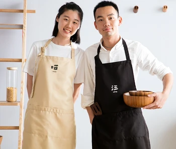 

Couple cute kitchen apron home cooking apron waterproof and oil-proof waist home adult gowns