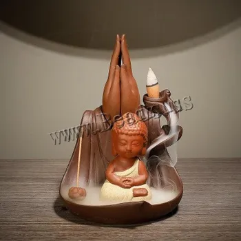 

Small Buddha Backflow Incense Burner Smoke Waterfall Buddha Hand Ceramic Incense Holder Censer Use In Home Office Teahouse