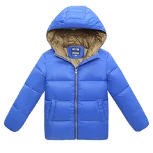Warm Down Coat for boys Hooded Winter Jackets Boys Zipper Letter Girls Winter Coat Doudoune File