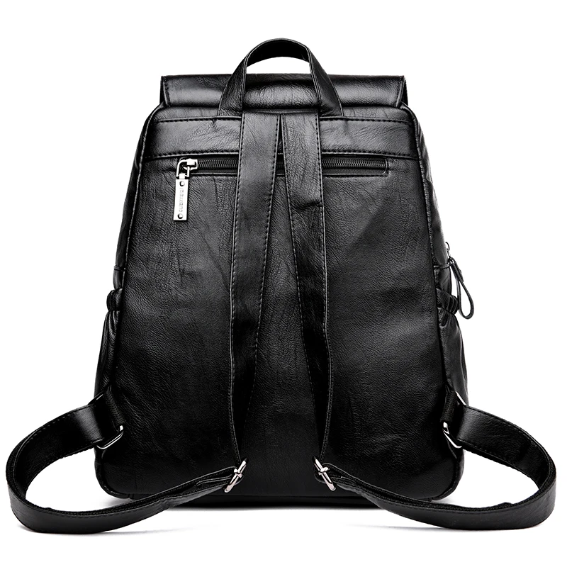  2019 Vintage Leather Backpacks Female Travel Shoulder Bag Mochilas Women Backpack Large Capacity Ru - 32873534539
