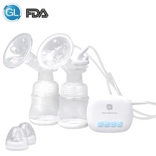 GL двойной Электрический молокоотсос FDA для грудного вскармливания, молокоотсос для грудного вскармливания, 5 сукций, 160 мл бутылочки для молока