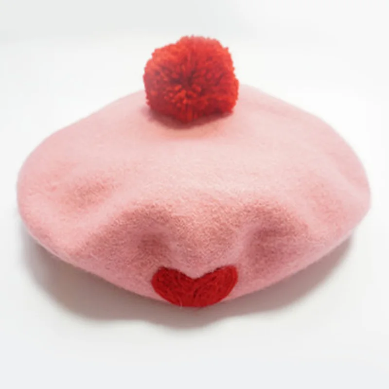 Новое поступление 2 размера японский стиль Mori Girl Лолита Kawaii розовый любовь сердце берет шляпа художник Берет кепки для женщин зимние шапки