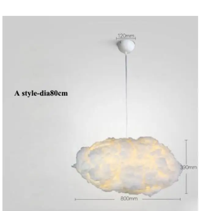 Современный плавающий облако светодиодная люстра освещение белый хлопок Гостиная потолочный светильник со светодиодными лампочками Обеденная подвесные светильники, с зажимным приспособлением - Цвет абажура: E