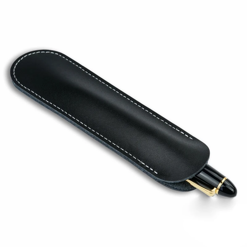 5 Colors Useful Genuine Leather Single Pen Case Pencil Bag Holder Storage Sleeve Pouch 2019 Newest