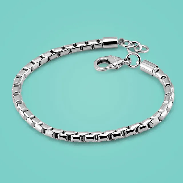 Men 925 Sterling Silver Bracelet Clic Style Box Chain Design Men 925 Sterling Silver Bracelet Clic Style Box Chain Design Solid For