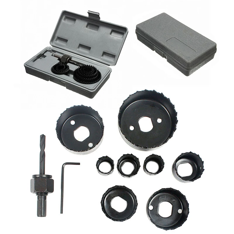 10pcs/set! DIY Hole Saw Cutter Cutting Set Kit Circular Round Case Drill Bits Tool for 19 64mm