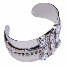 Stylish Women’s Metal Wide Cuff Bracelet Crystal Bangle Wristband Jewelry Accessories