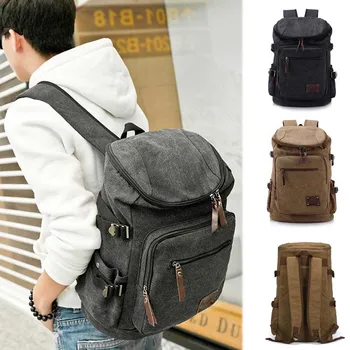 

2017 Men Backpack Zipper Solid Men's Travel Bags Canvas Bag Mochila Masculina School Bags AGD FA$B Women bag