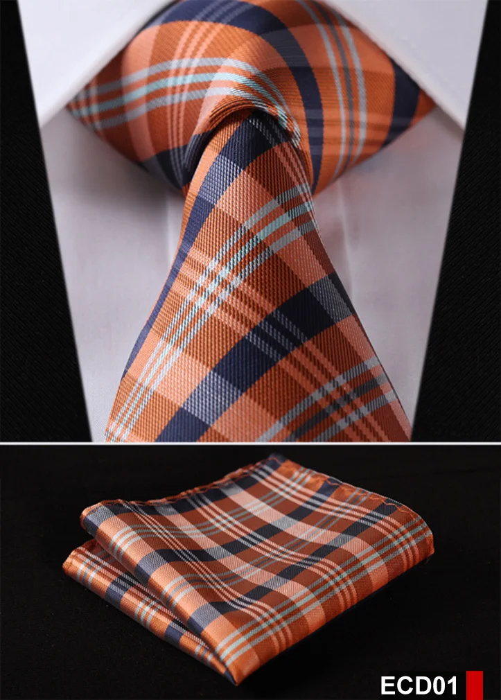 Men Tie Necktie Pocket Square Handkerchief Set Suit ECD11