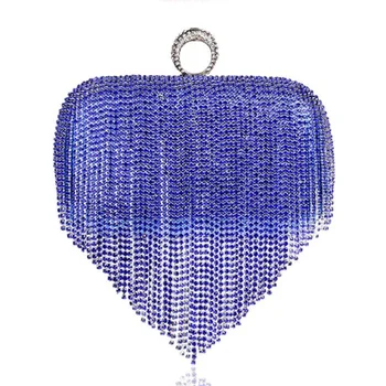 

2018 Tassel Rhinestone Finger Ring Evening Bags Diamonds Wedding Handbags Women Day Clutch Mini Purse Bag With Chain