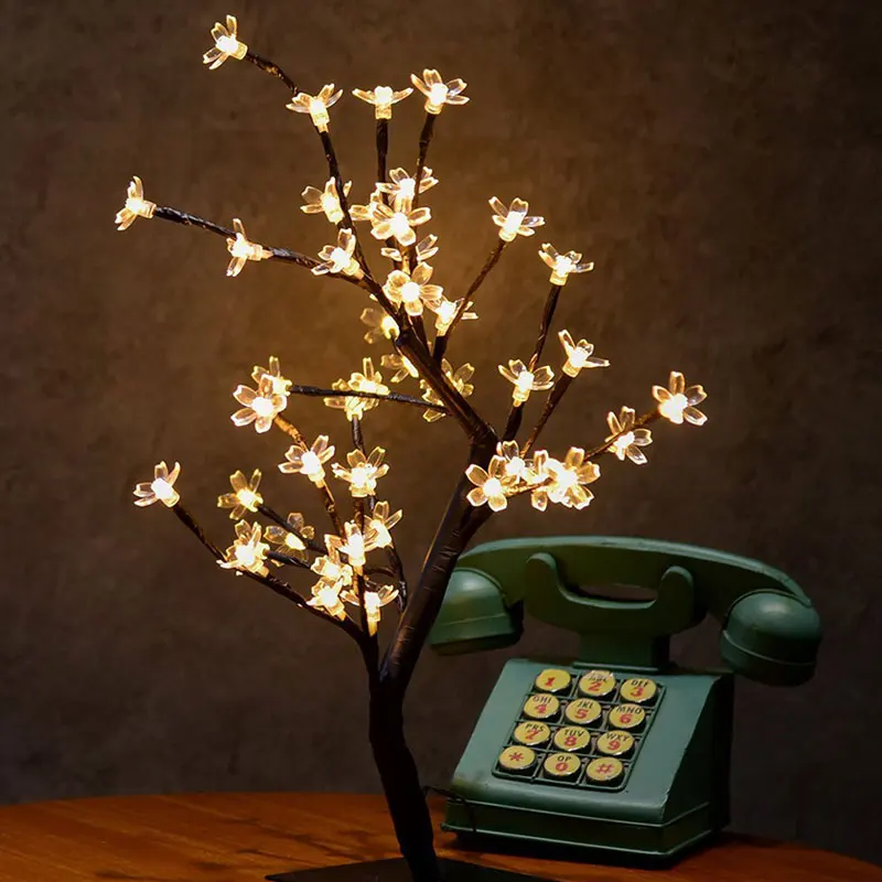 Романтический 48 светодиодов Cherry Blossom Desktop светильник в виде дерева бонсаи фестиваль праздник света вечерние свадьбу Крытый украшения лампы