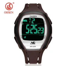 OHSEN цифровой светодиодный мужские спортивные наручные часы подарки кофе силиконовый ремешок многофункциональные модные водонепроницаемые часы relogio masculino
