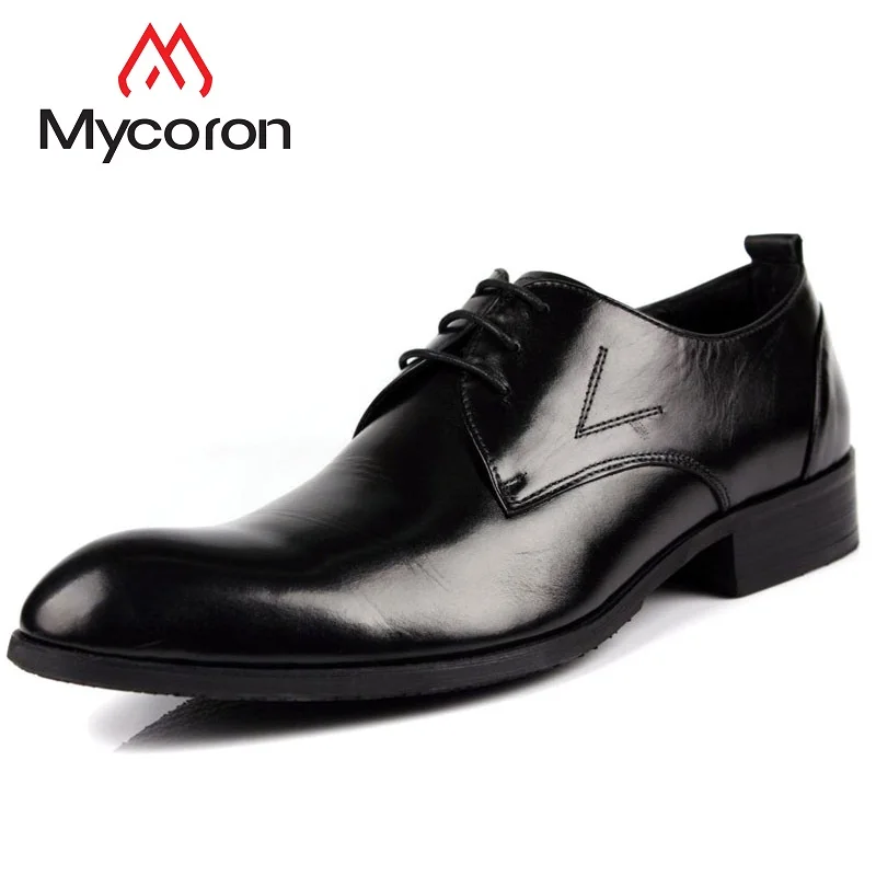 

MYCORON Luxury Brand Men Leather Dress Shoes Breathable Boots Business Wedding Shoes British Style Lace-Up Shoes Schuhe Herren