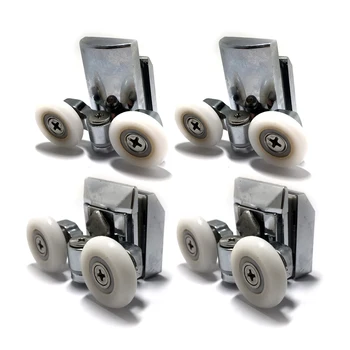 

4 x double Zinc Alloy Shower Door ROLLERS/Runners/Wheels 23mm wheel