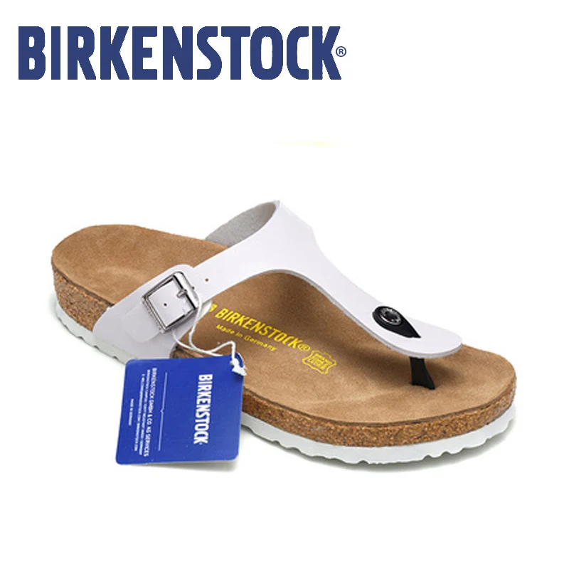 

hot sale Birkenstock Sandals Men summer Beach Soft Slippers Gizeh Leather Flat Flip Flop Sandalias de verano Mujer EU35-46