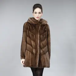 Большие размеры груди 102 см Мода Женская норки пальто с мехом, благородный Для женщин куница пальто норковая шуба норковая одежда
