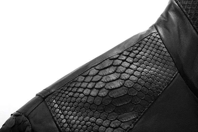 Men\'s high quality Sheepskin Leather Jackets Coat Men\'s jacket Motorcycle jacket Coat parka Men\'s leather python skin Warm (26)