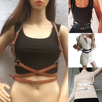 

Sexy Women Men Faux Leather Belts Slim Body Bondage Punk Harness Waist Straps