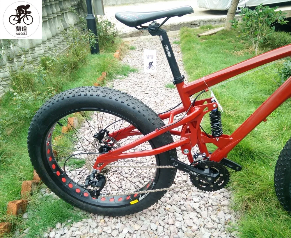 Flash Deal Kalosse  Full suspension  frame Beach bicycle  mountain bicycle  26*4.0 Tires  Snow  bicycle, 21/24/27/30speed 8