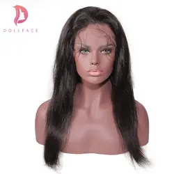 Dollface 360 Синтетические волосы на кружеве парики человеческих волос с предварительно сорвал ребенком волос для черных Для женщин прямые