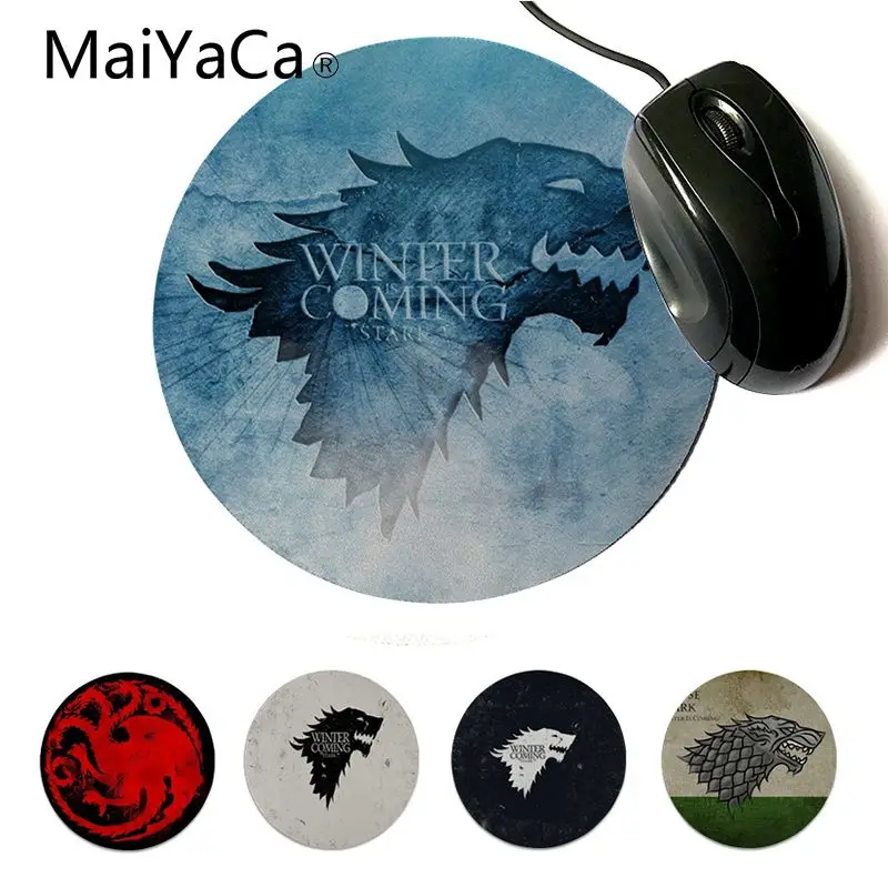 

MaiYaCa Top Quality Game of Thrones logo Durable Rubber Mouse Mat Pad High Quality Anti-Slip Durable DIY Round Mouse Mat