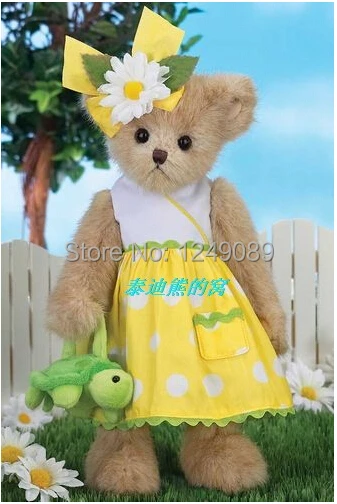 

Free shipping lovely 14 inch Bearington teddy bear with green turtle soft plush doll for kids